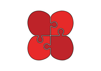 Four interlocking red circles Vector