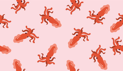 Cute squid pattern background vector design