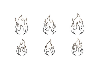 Six unique flame designs in minimalist style Vector