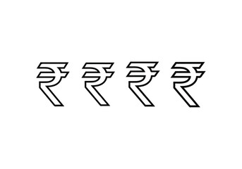 Four stylized ruppe currency symbols Vector