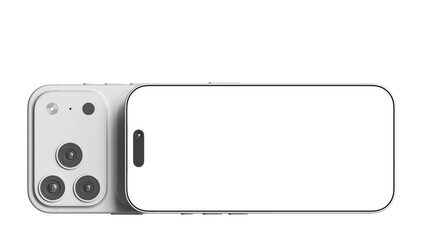Fototapeta premium Phone on an isolated background. Front view Landscape mockup with transparent screens for web, app, and UX/UI. 