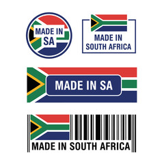 Fototapeta premium South African Labels Made in SA Stickers Set Design
