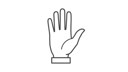 Obraz premium Simple line art icon illustrating an open hand gesture showing a stop signal clearly