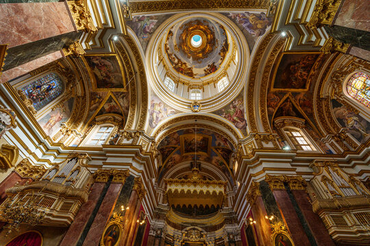 baroque style dome, considered the masterpiece of Lorenzo Gaf&agrave;, St. Paul's Cathedral (Il-Katidral Metropolitan ta' San Pawl), 12th century, Mdina, Republic of Malta, Europe