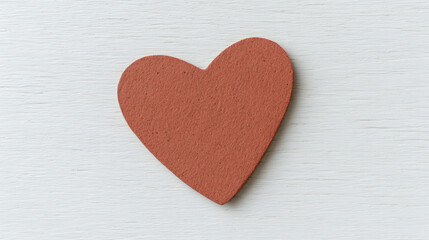 Obraz premium Love symbol red paper heart on white wooden. Minimal concept. Copy space.