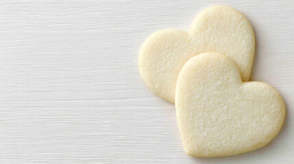 Obraz premium Tasty heart shaped cookies on white background, Homemade heart cookies. Minimal concept.