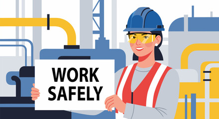 Fototapeta premium Work Safely A Safety Professional Vector Illustration Promoting Workplace Safety Guidelines and Protective Gear
