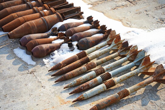Old shells for training sappers in mine clearance skills.