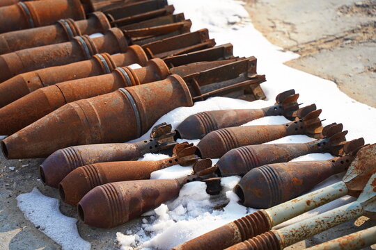 Old shells for training sappers in mine clearance skills.