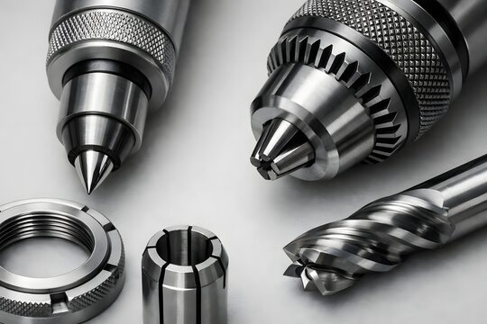 Industrial Drill Chuck and Precision Machining Tools Close-Up