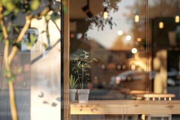 Obraz premium Shop window mockup door transportation windowsill.