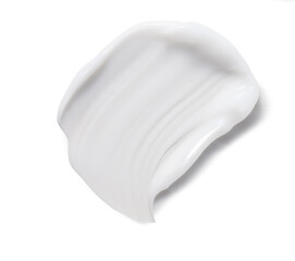 White cosmetic cream smear texture on a white background