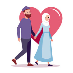Halal Love Couple Illustration