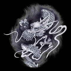 Expressing a dragon with Japanese style technique,