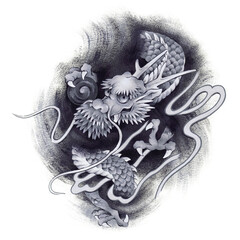 Expressing a dragon with Japanese style technique,