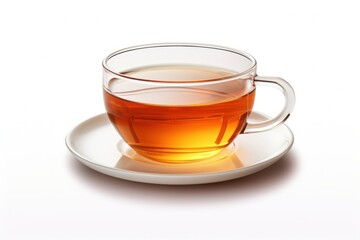 Glass cup of tea saucer drink mug.