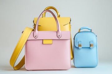 Pastel Handbags Collection: Modern Pink, Yellow, and Blue Women's Fashion Accessories