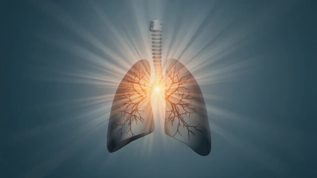 Shiny metal pendant lamp with crack pattern and radiant backlight melding radiant human lungs