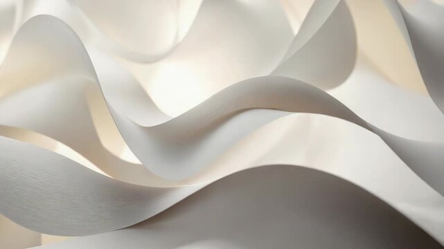 Soft flowing paper wave abstract curve in neutral beige with gentle light and creamy tones