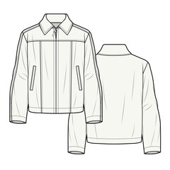 Leather jacket flat sketch vector mockup template © Clothing Design