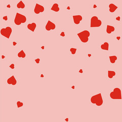 Falling Love Heart Shapes Red Background