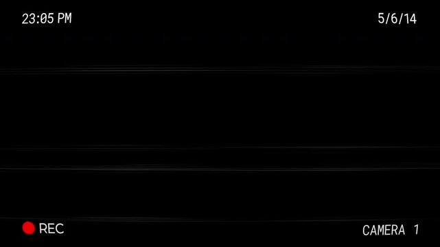 CCTV screen record with noised and glitch effect on transparent background. 