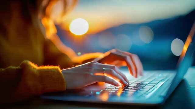 Focused software developer coding on laptop in low light, symbolizing programming, cybersecurity, and modern IT profession