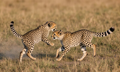 Obraz premium Wildlife: Two cheetahs in a field