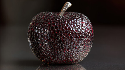 Luxurious Decorative Apple Completely Encrusted With Red Rubies And Precious Gemstones Creating Sparkling Surface On Dark Background