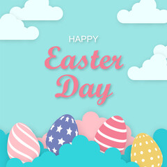 Happy easter day in paper style