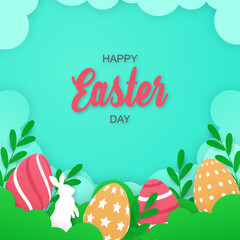 Happy easter day in paper style