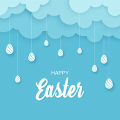 Happy easter day in paper style