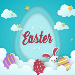 Happy easter day in paper style