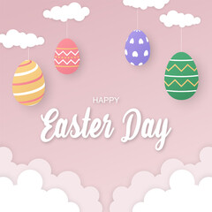 Happy easter day in paper style