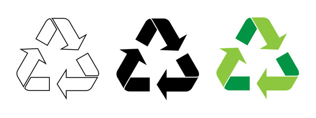 Set of recycle symbols isolated vector