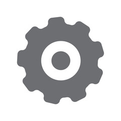 Simple gear icon isolated on white background, flat mechanical cogwheel vector illustration