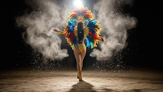 Beautiful woman dancing samba at Rio Carnival festival