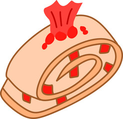 Delicious Hand-Drawn Swiss Roll Cake with Red Filling