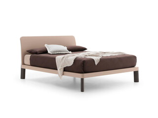 Obraz premium Classic double bed with big headboard isolated on white