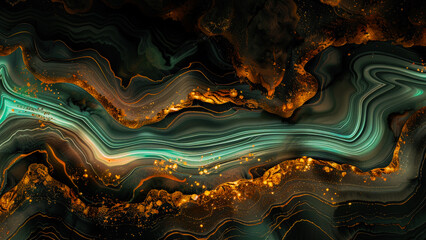 Obraz premium Fluid Patterns Blend With Vibrant Colors in an Artistic Display of Watercolor and Ink on Marble Background