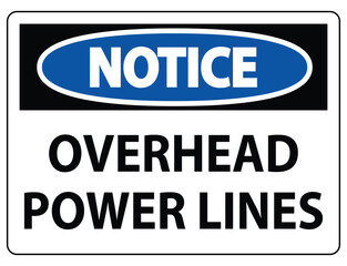 Fototapeta premium Notice Sign for Overhead Power Lines Safety Awareness Hazard Warning