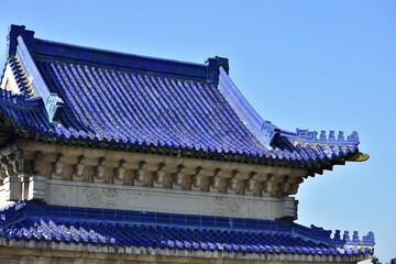 Rooftop details on the Mausoleum of Sun Yat-sen at Purple Mountain in Nanjing, China © Mirko