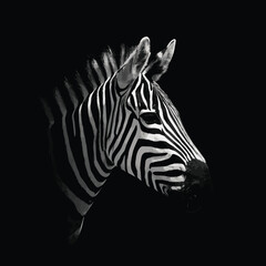 Created on Bold minimal zebra head Silhouette on black and white backgroudn © MdMasud
