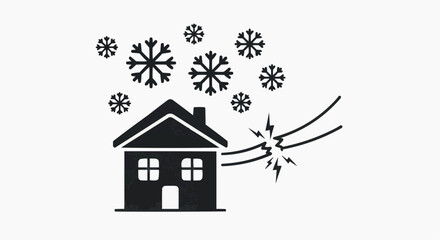 Fototapeta premium Winter Power Outage and Home Energy Crisis Icon