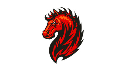 Fiery Red Stallion Horse Head Mascot Logo Design © Andri