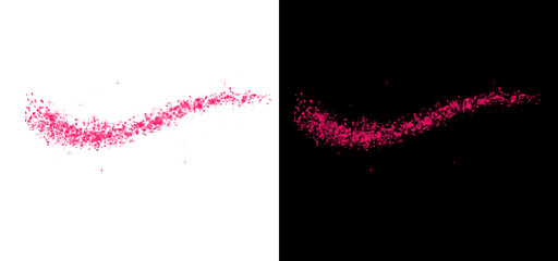 Pink glitter trail with shimmering particles on transparent background great for romantic themes...