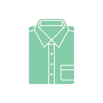 Folded Green Shirt with White Outline and Buttons.