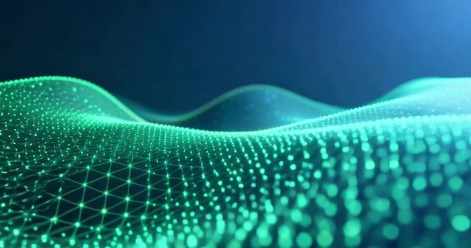 Abstract Blue Particle Wave Digital Technology Background