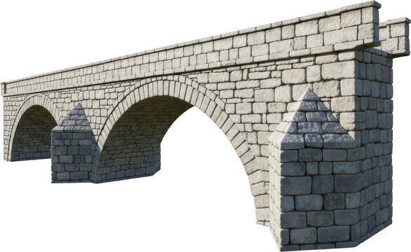 Ancient stone bridge with multiple arches constructed from weathered grey rectangular blocks and featuring prominent triangular buttresses arch bridge ancient structure masonry