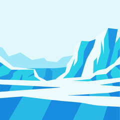 Fototapeta premium Flat Design Illustration of Cold Glacial Winter Landscape